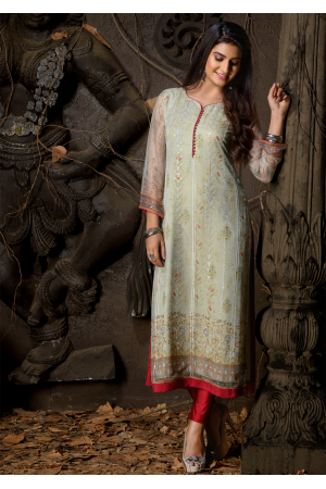 Grey Color Designer Chiffon Kurti